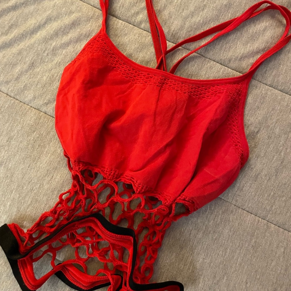 Emma & Sam Red fishnet tank